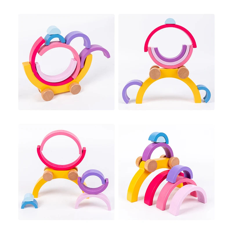 Colorful baby teething ring toy on a white background