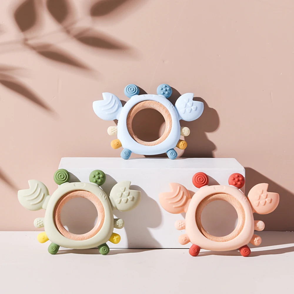 Colorful Cartoon Crab Baby Teething Toy | Oliver Montessori