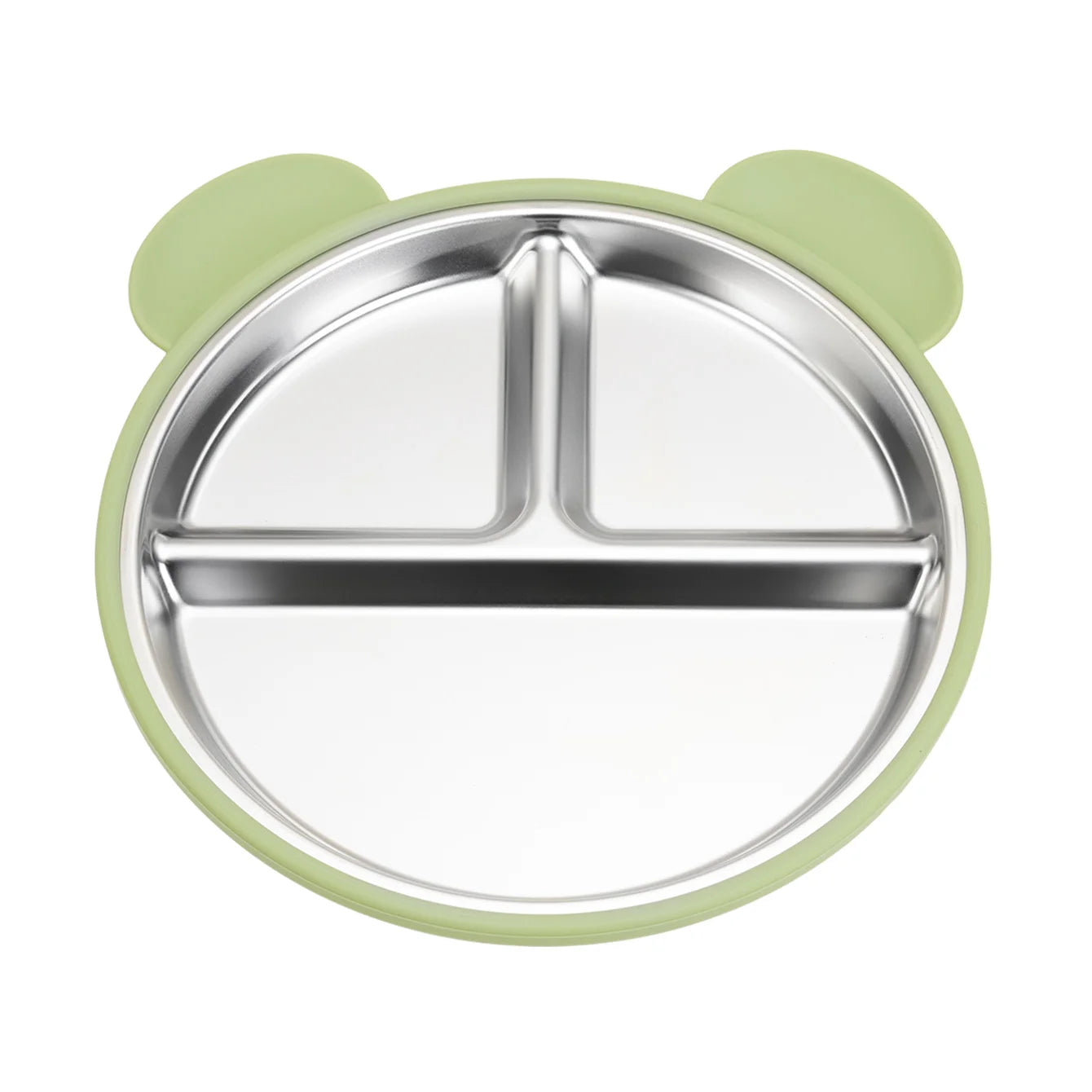 Bear Suction Plate for Toddlers | Stainless Steel & Silicone | Oliver & Company Montessori Toys