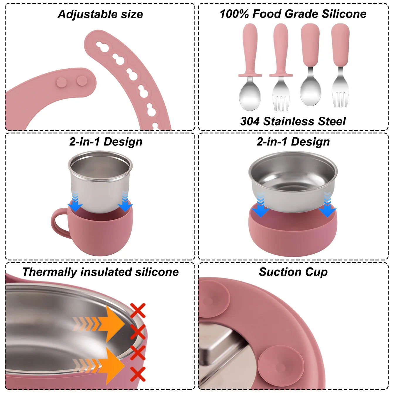 10-Piece Stainless Steel Silicone Baby Feeding Set | Oliver & Company Montessori Toys