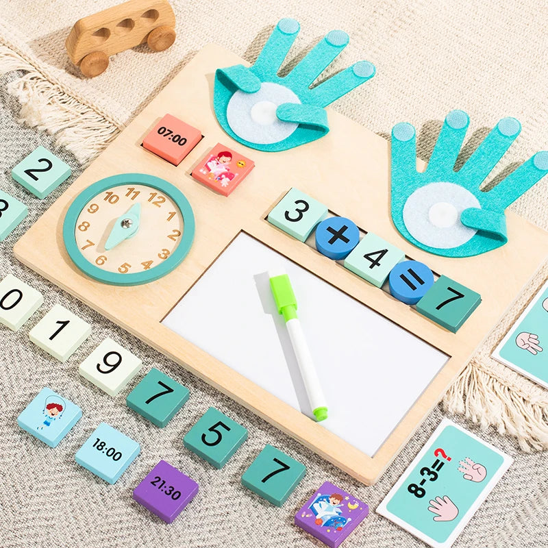 Wooden Finger Counting Math Board with Number Sticks