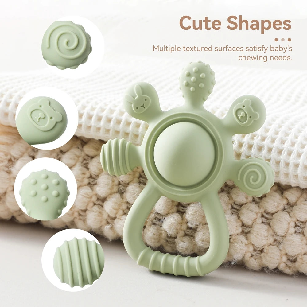 Silicone Teether Rattle & Hand Bell