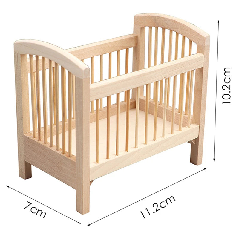 Wooden crib with dimensions labeled on a white background