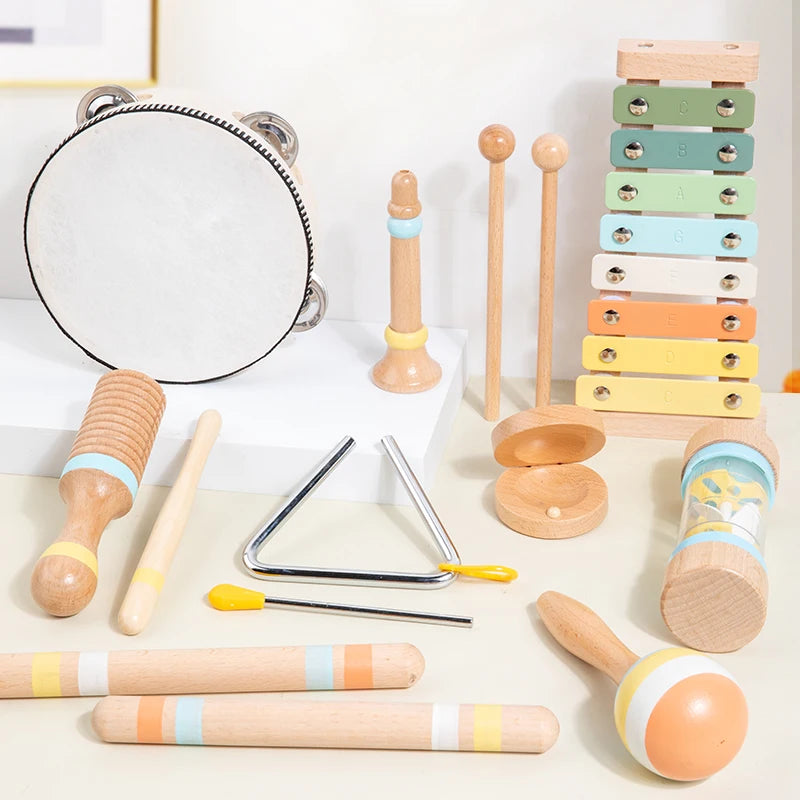 Wooden Percussion Instrument Set for Toddlers and Kids