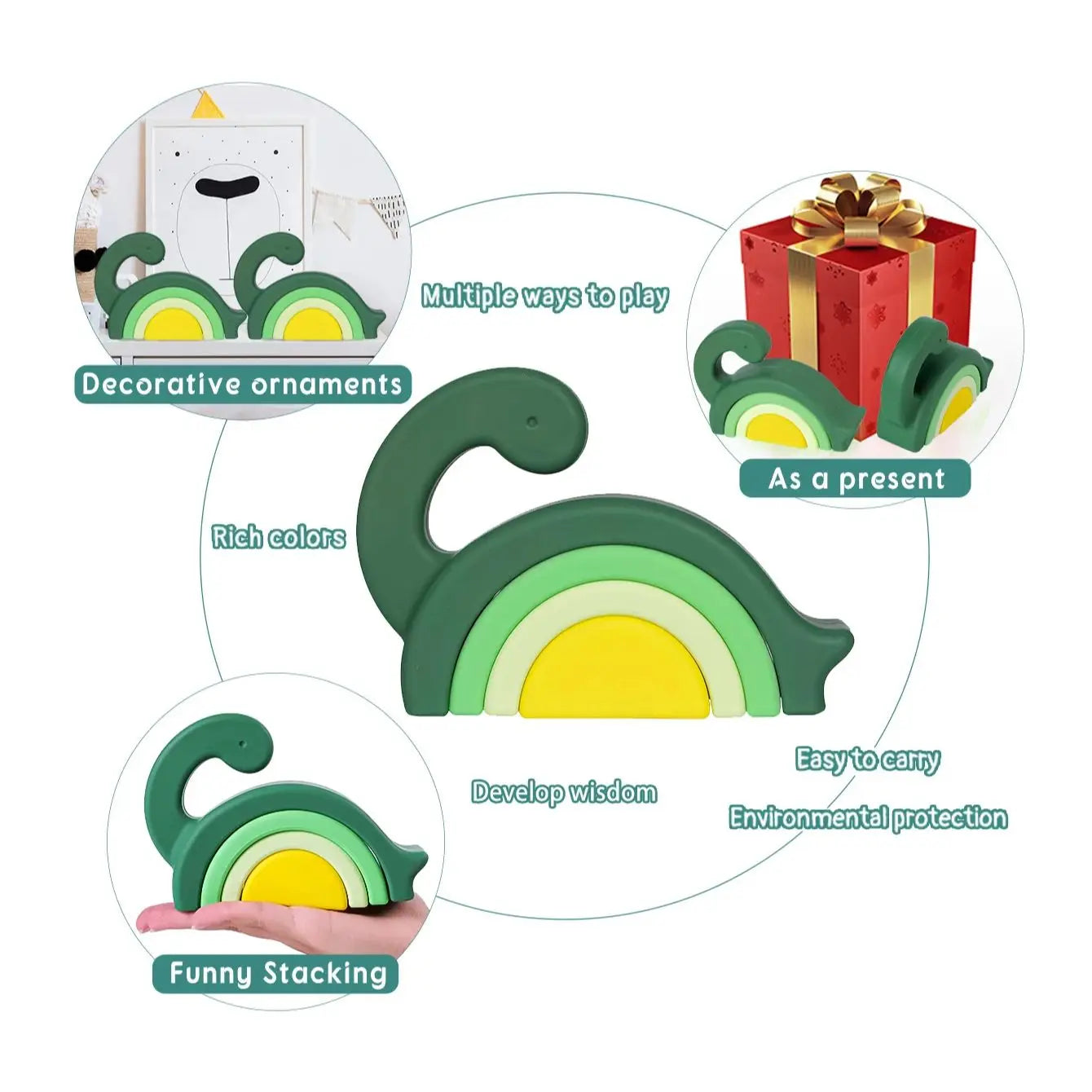 Dinosaur Silicone Stacking Blocks | Oliver & Company 