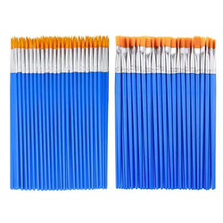 100pcs Paint Brushes Set for Kids featuring anti-shedding nylon bristles, flat and round ends, ideal for Montessori-inspired creativity and educational art activities.