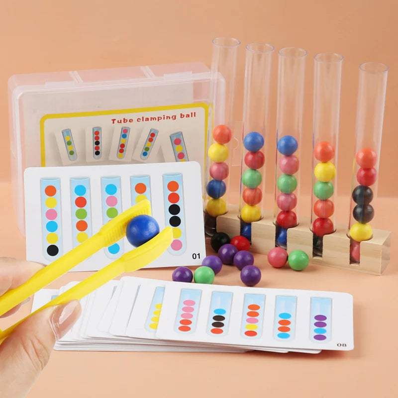 Five Test Tube Clip Beads Educational Game | Oliver Montessori