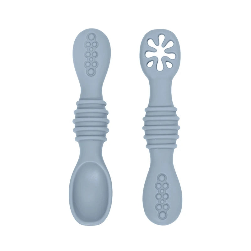 Dusty blue bendable silicone spoon set