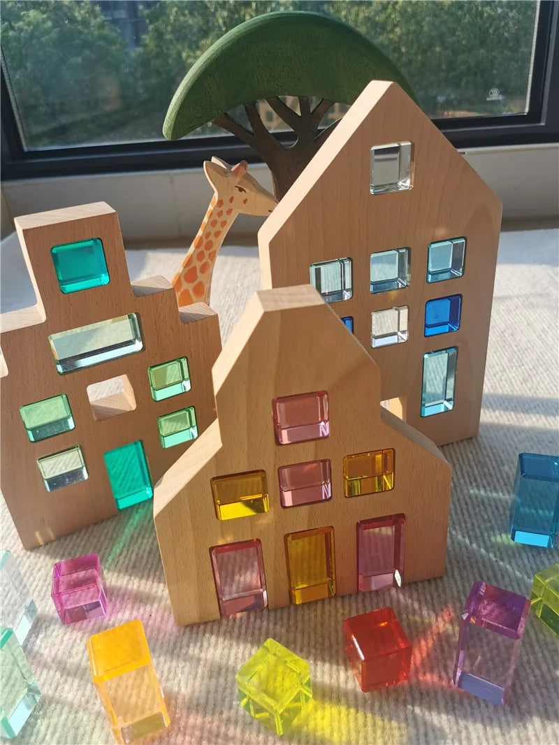 Montessori Grand Dutch House & Lucite Cube Sets- Oliver Montessori Toys