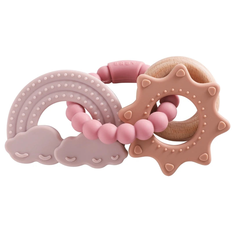 Linked Silicone and Wood Teether