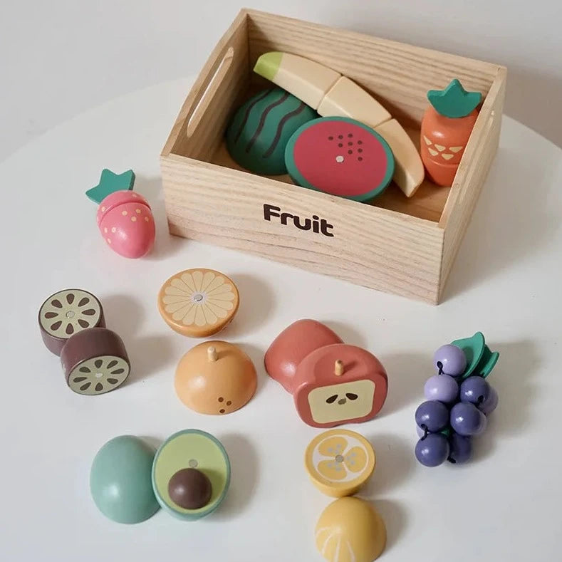 Pretend Play Food Toys | Food Accessories in Wooden Crates