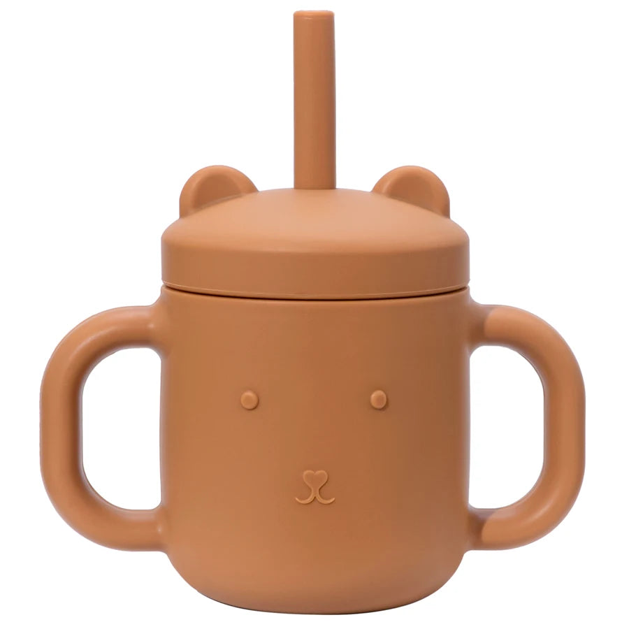 Silicone bear straw cup in Spiced Pumpkin