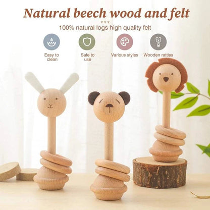 Baby Wooden Character Rattles
