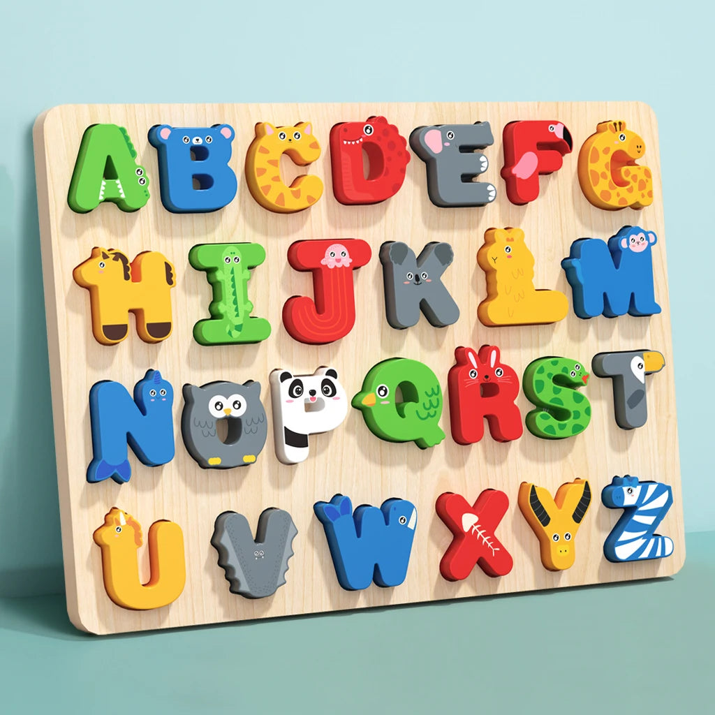 3D Animal Alphabet and Number Puzzle Board for Toddlers