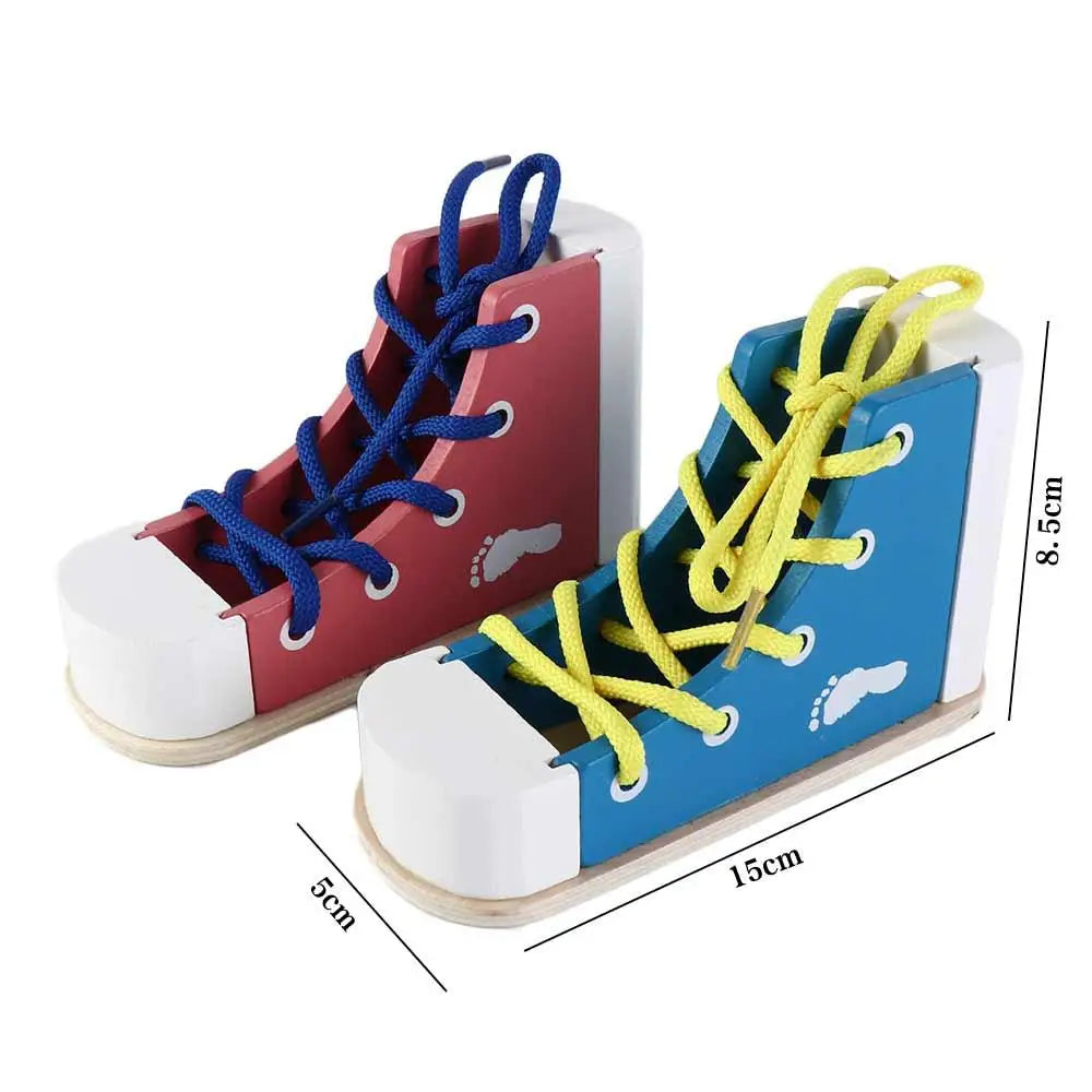 Wooden Shoe Tying Toy | Oliver and Company Montessori Toys