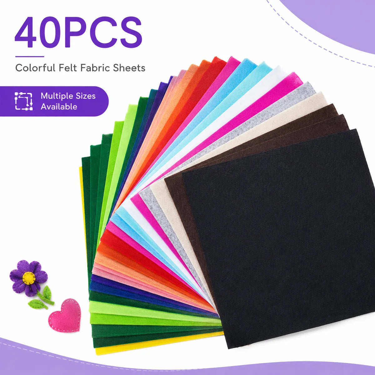 Felt Fabric Sheets 40 Colors for Kids Crafts – Classroom Art Supplies – Oliver & Company