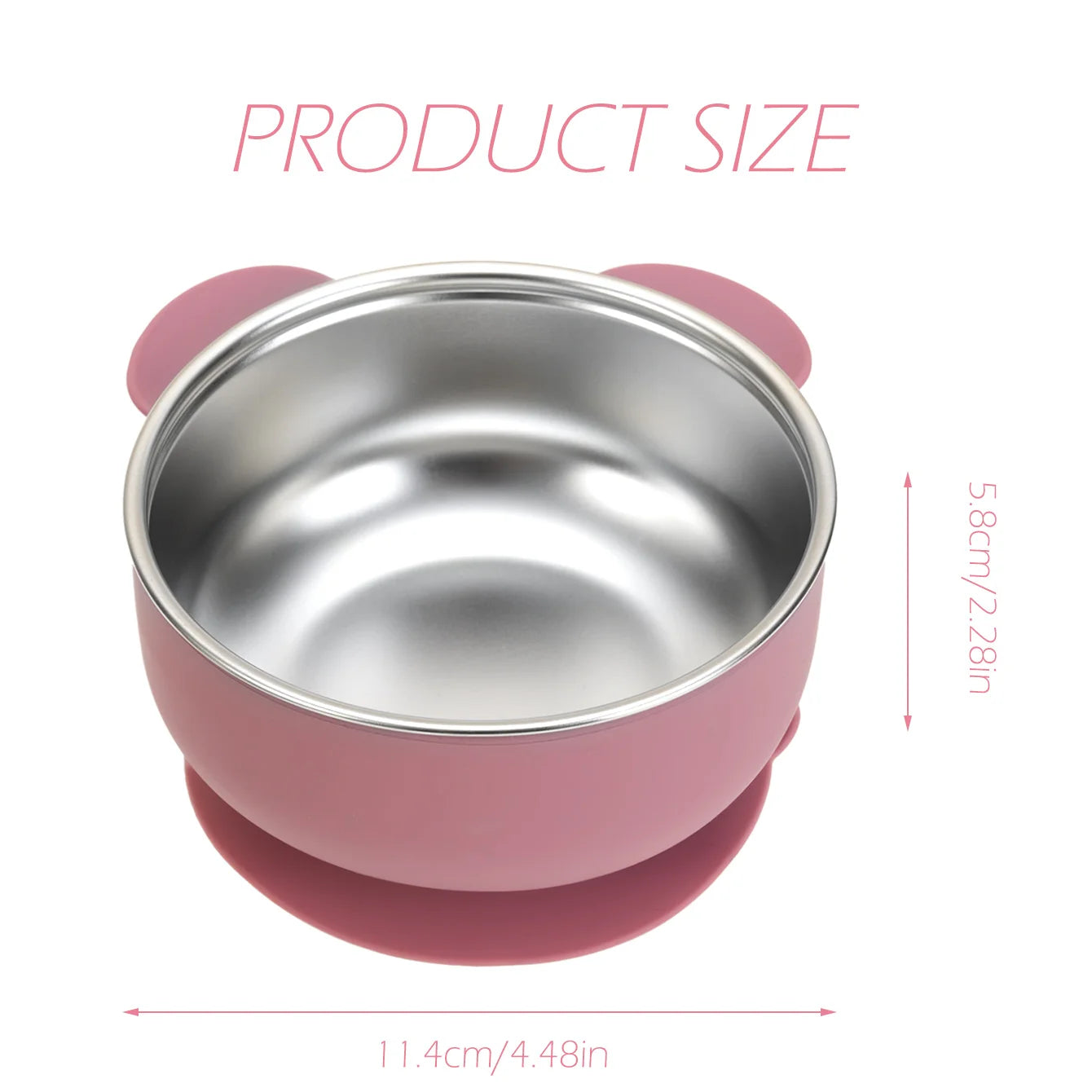 Bear Shaped Stainless Steel Silicone Suction Bowl | Oliver & Company Montessori Toys