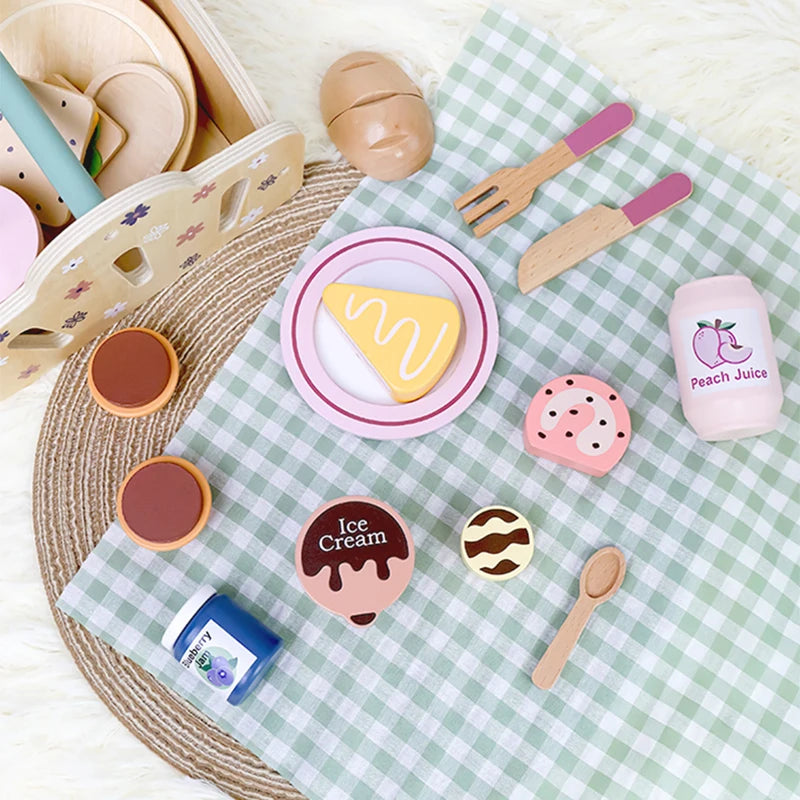 Wooden Picnic Pretend Play Set | Montessori Food & Cooking Toy