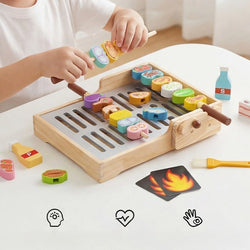 Wooden Hand-Crank BBQ Grill Pretend Play Set