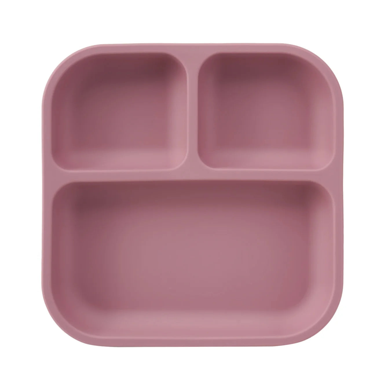 Square silicone divided suction plate in Powder Rose