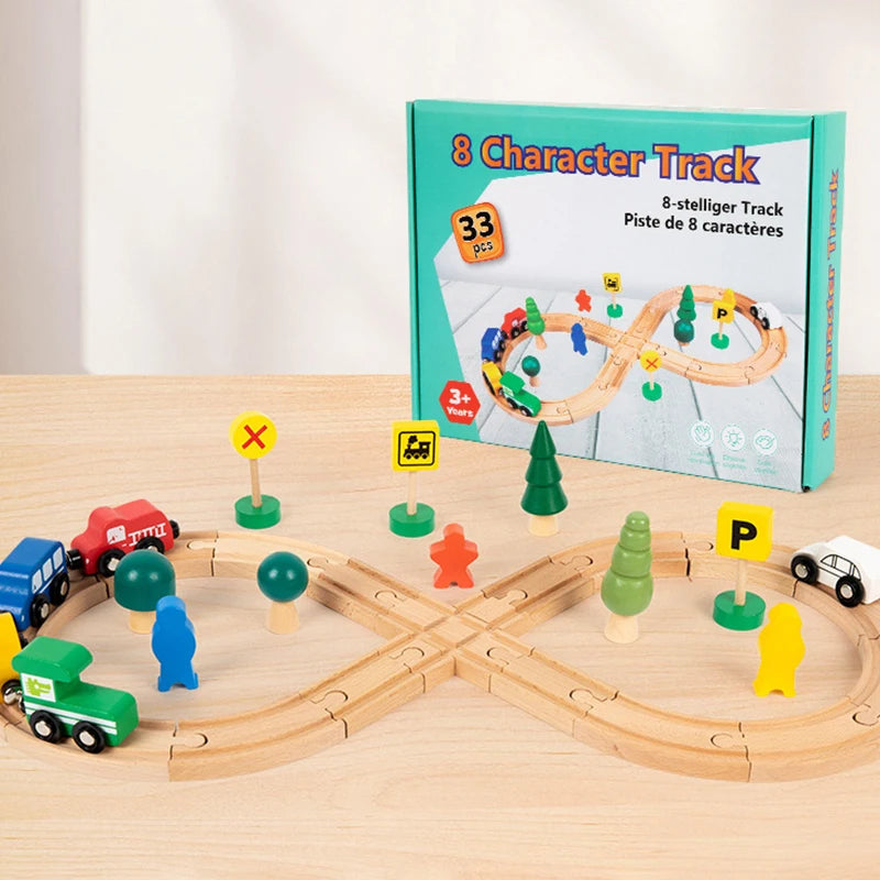 Wooden Figure-8 Train Track Set | Oliver Montessori Toys