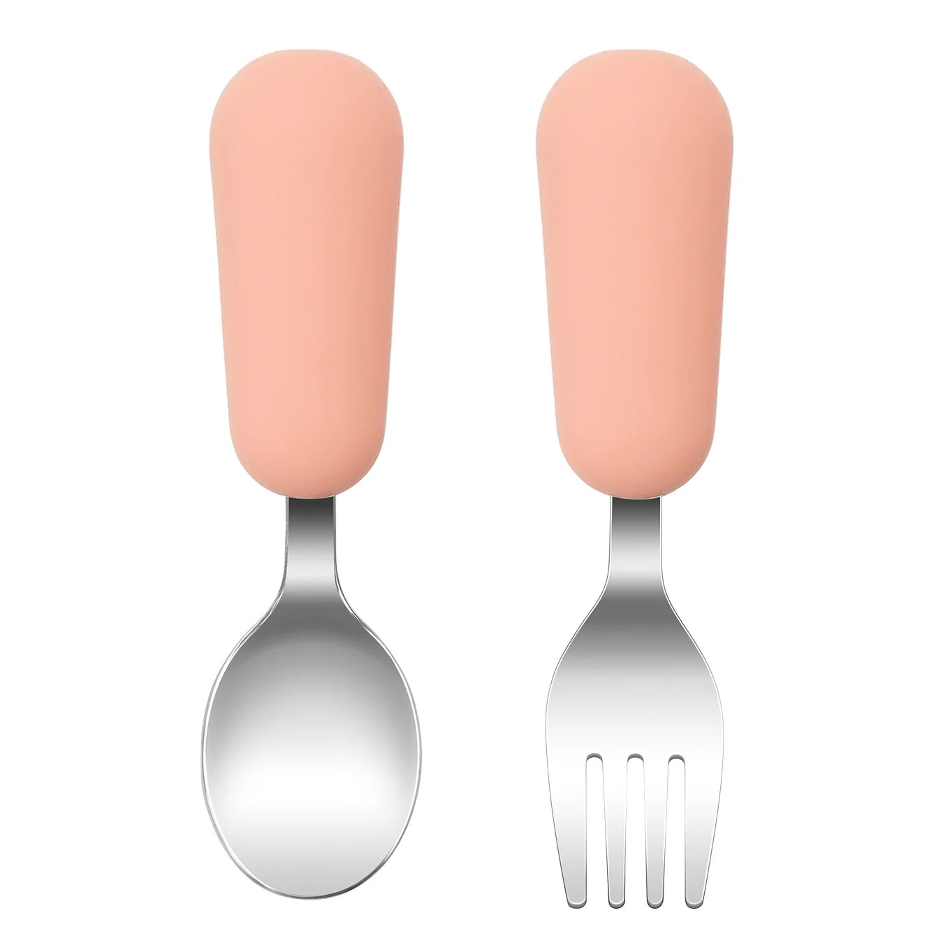 2-Piece Stainless Steel Silicone Fork and Spoon Set | Oliver & Company Montessori Toys