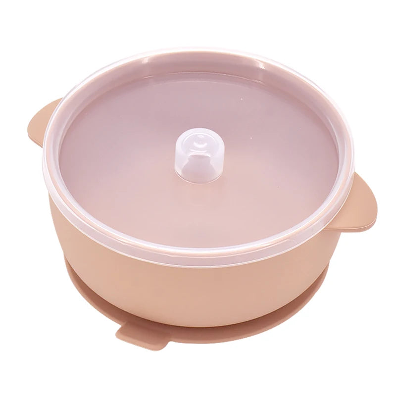 Apricot two-handle suction bowl with clear lid
