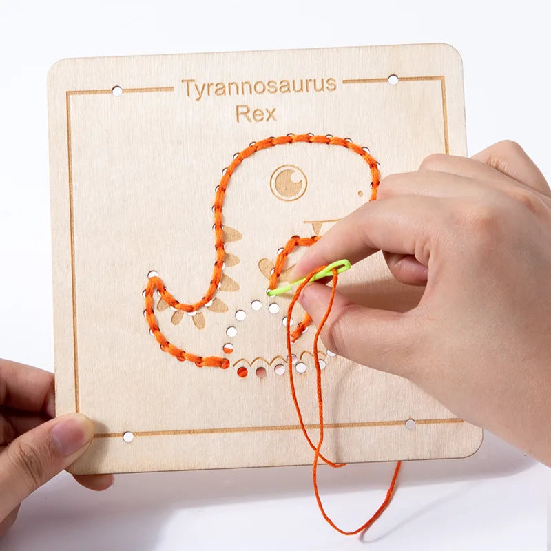 Wooden Lacing Boards for Kids – Montessori Threading – Oliver & Company