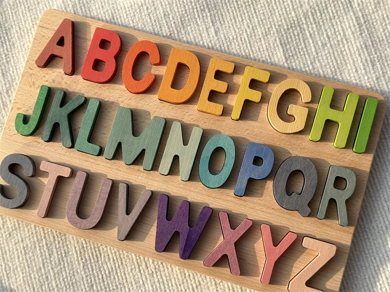 Montessori Wooden Alphabet & Number Puzzle Boards | Oliver & Company Montessori Toys