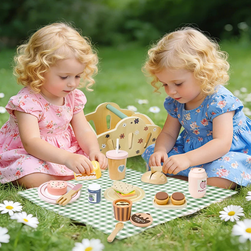 Wooden Picnic Pretend Play Set | Montessori Food & Cooking Toy