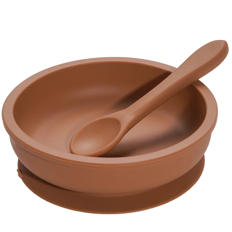 Spiced pumpkin wide silicone suction bowl and spoon