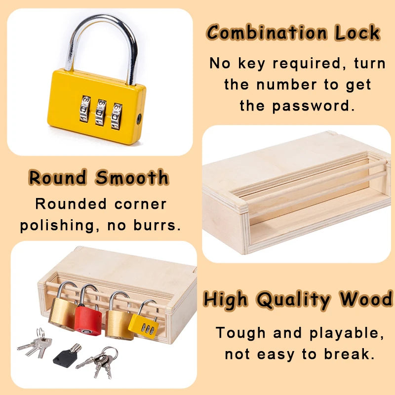 Wooden Lock & Key Toy – Montessori Fine Motor Skills