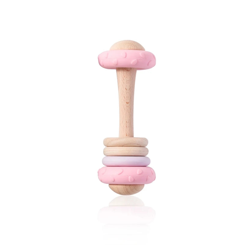 Safe Silicone and Wood Baby Rattle | Oliver & Company Montessori Toys