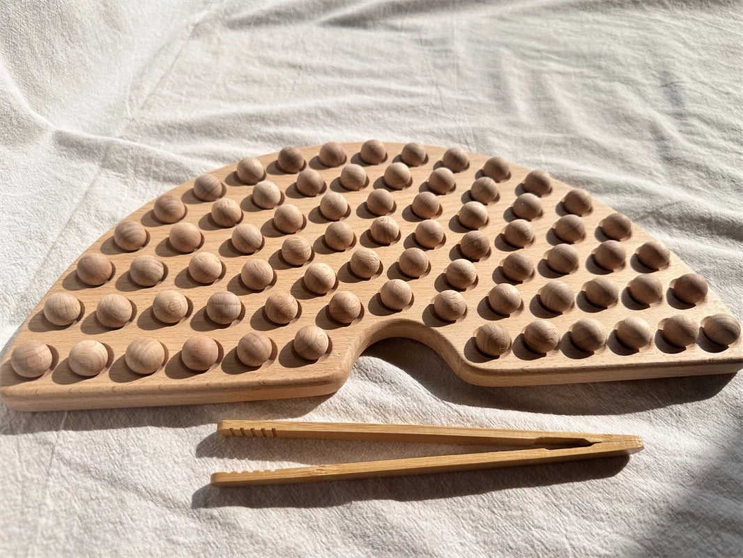 Wooden 100 Peg Board with Beads, Alphabets, and Numbers