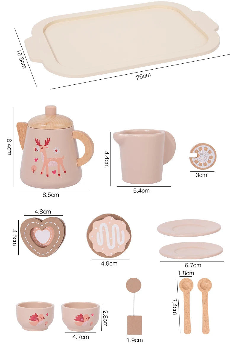 Wooden Afternoon Tea Play Set – Pretend Play Tea Party Toy for Kids