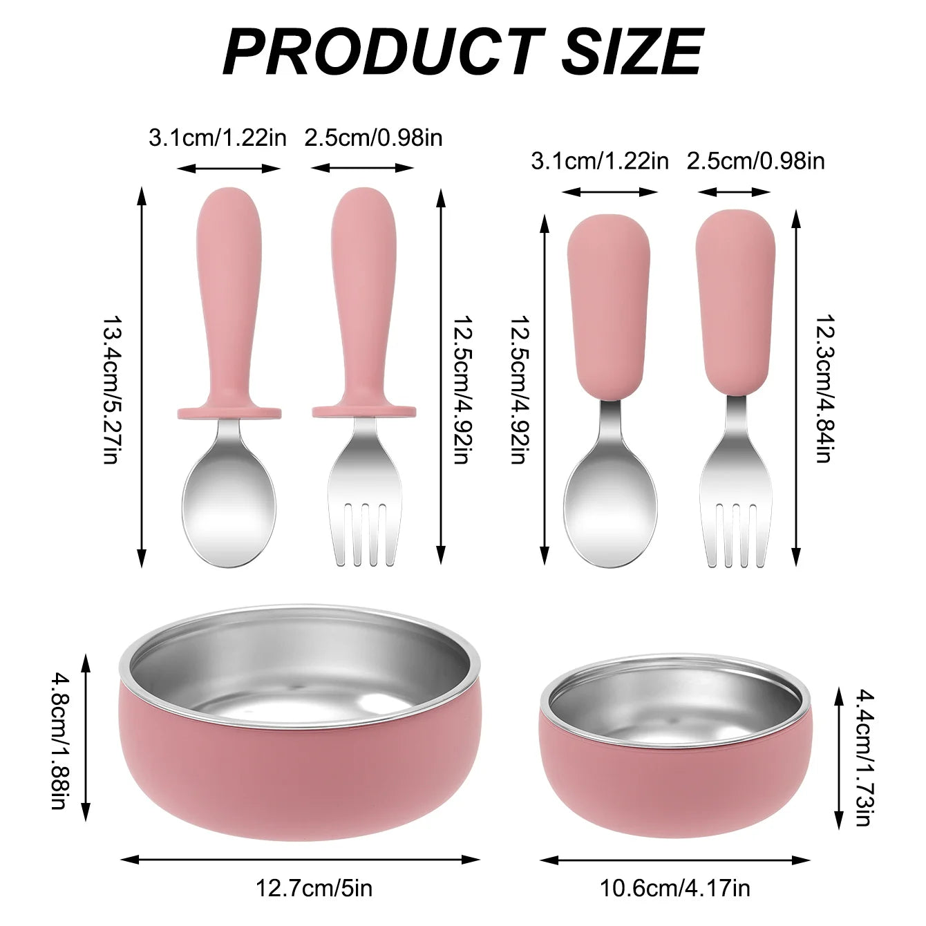 4-Piece Stainless Steel Silicone Suction Bowl and Utensil Set | Oliver & Company Montessori Toys
