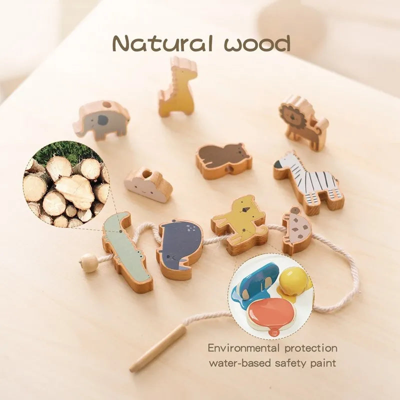 Montessori Wooden See-Saw Threading Toys