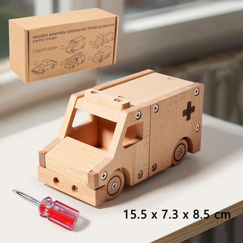 Wooden DIY Assembly Vehicle Kids Build Your Own Toy Car Truck