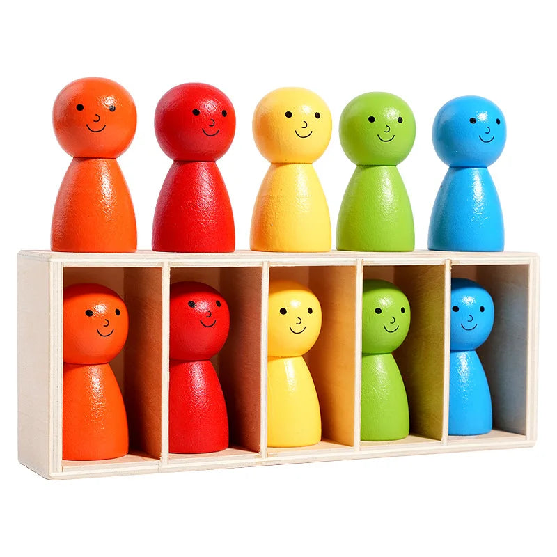 Wooden Color Matching Peg Doll Game