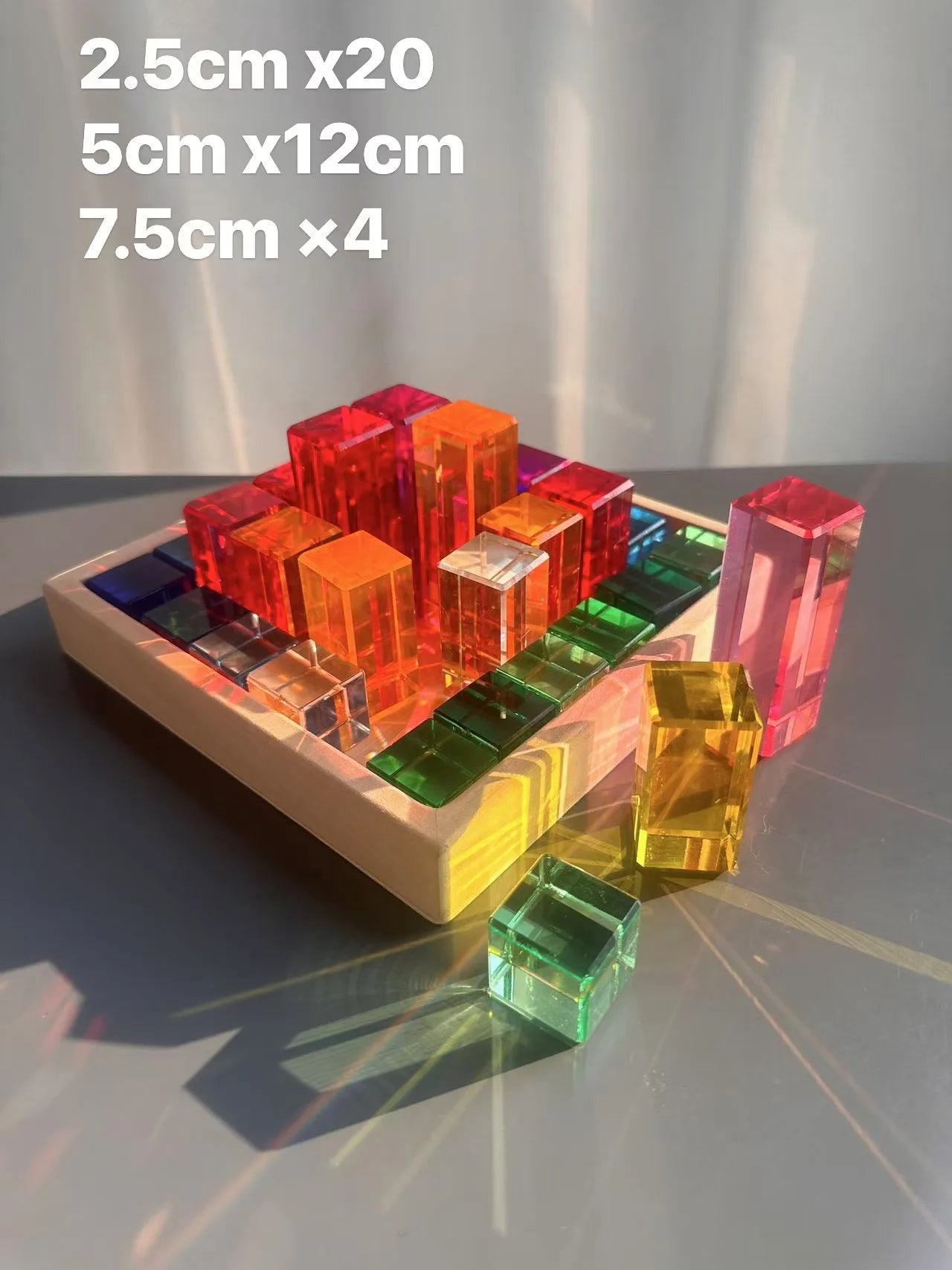 Wooden Building Blocks & Stacking Castle Toys with Transparent Cubes | Oliver Montessori Toys