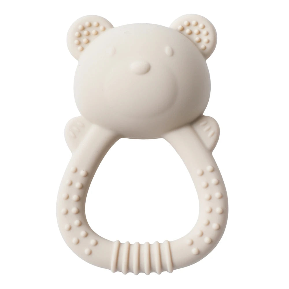Bear Silicone Baby Teether Rattle – BPA-Free Sensory Toy