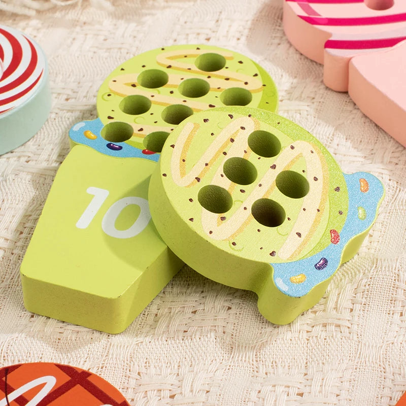 Wooden Ice Cream Cone Counting Math Sett | Oliver Montessori Toys