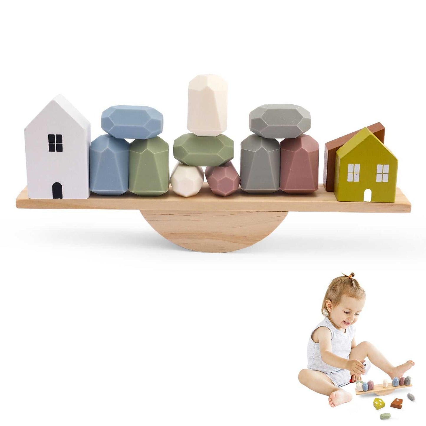Montessori Wooden See-Saw Threading Toys