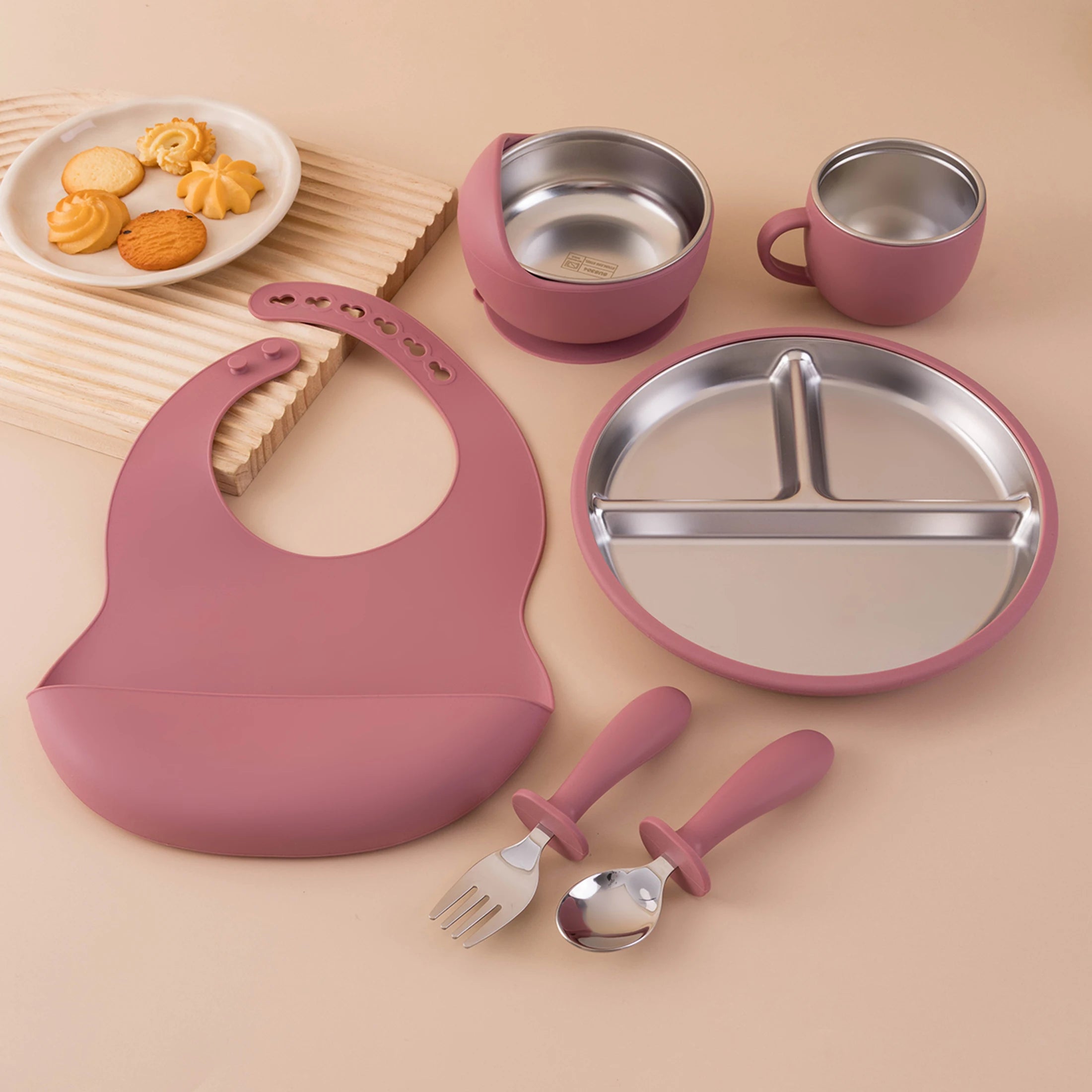 Silicone and Stainless Steel Tableware Set