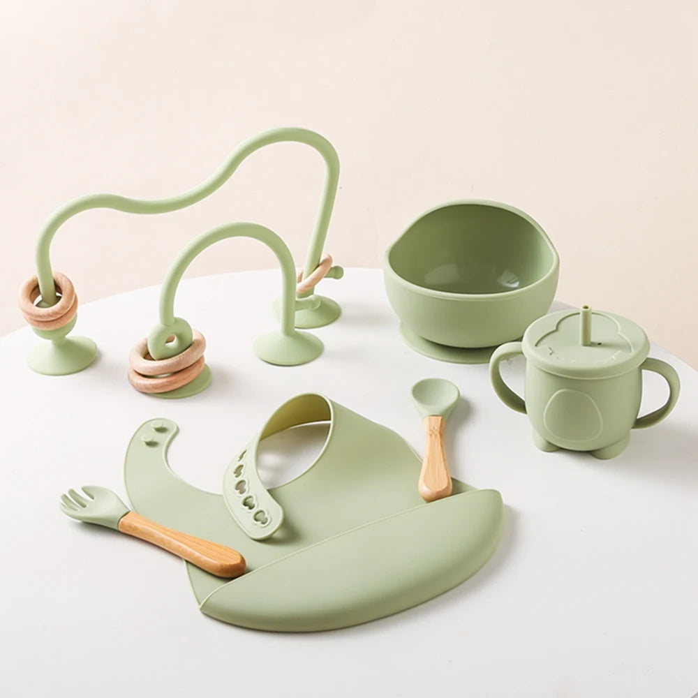 Silicone Baby Tableware Set + Teether Toys – BPA-Free Feeding Set