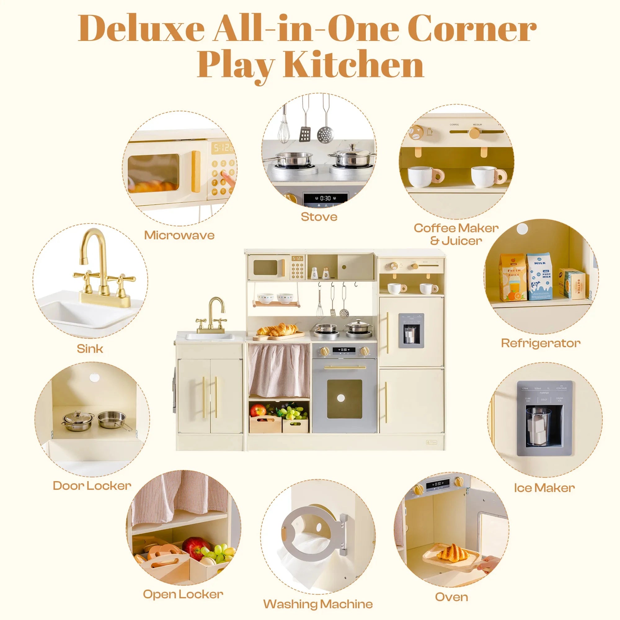 Corner Play Kitchen with Washing Machine