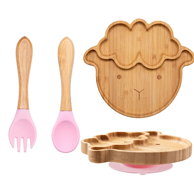 3pc Bamboo Baby Plate Set with Spoon & Fork