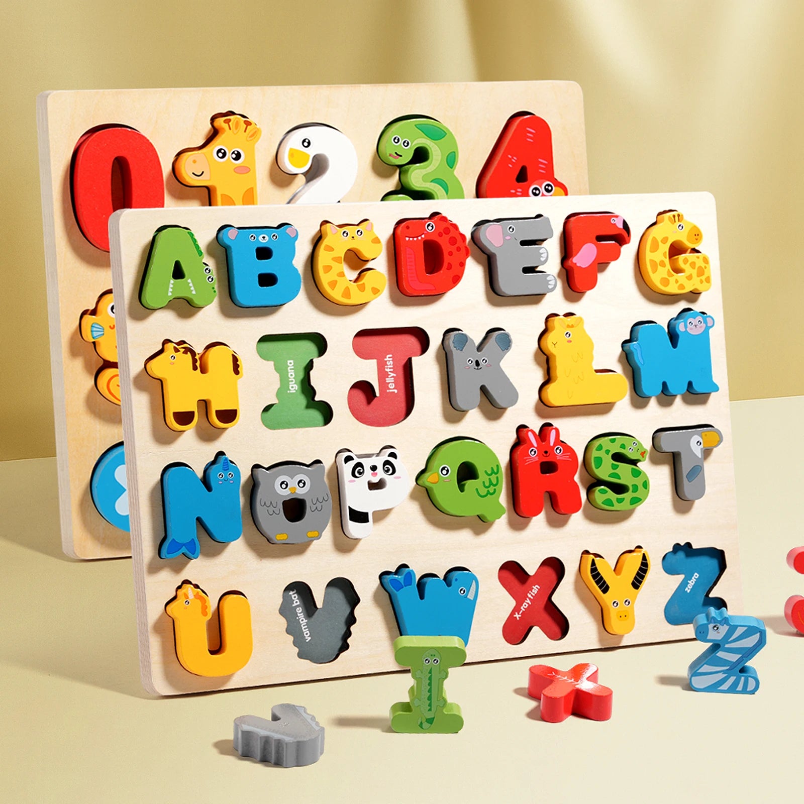 3D Animal Alphabet and Number Puzzle Board for Toddlers