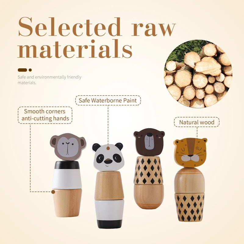 Wooden Animal Screw Toy | Oliver and Company Montessori Toys