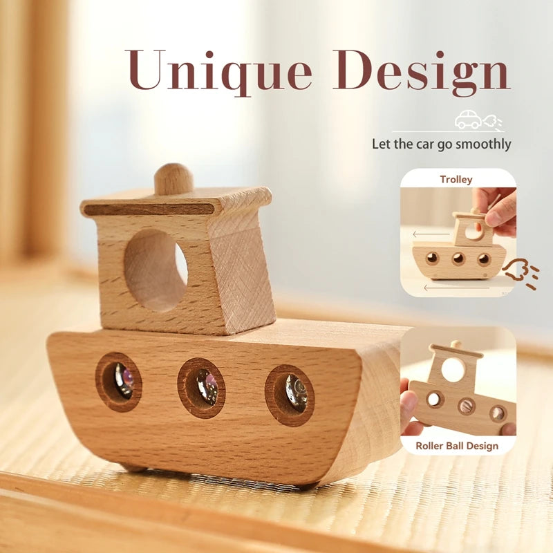 Montessori Wooden Kaleidoscope Boat Toy | Oliver and Company